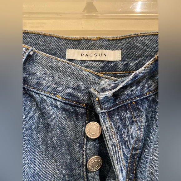 PacSun High Rise Straight Button Fly Blue Jeans - Picture 3 of 9